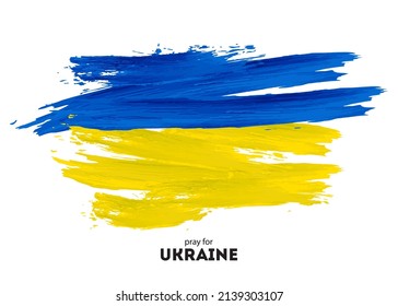 Stop War In Ukraine, Support, Brush Paint Flag 