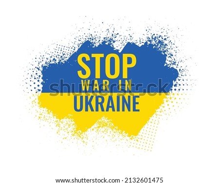 stop war in ukraine text in country flag