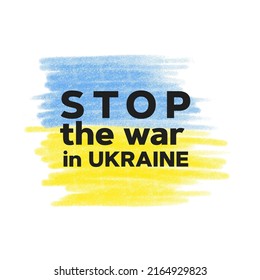 Stop the war in Ukraine text on the country flag, vector background. Ukrainian flag. No war in Ukraine, symbols and elements of the map and support for the flag of peace in Ukraine