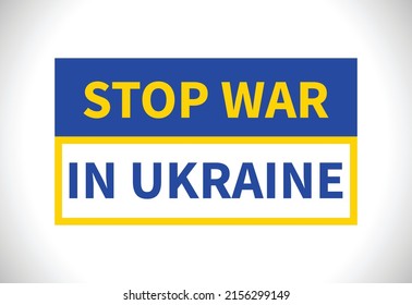 Stop war in Ukraine text vector design template