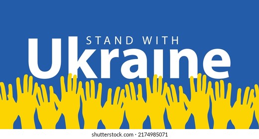 Stop war in Ukraine vector illustration. National concept with hand. Ukrainian patriotic sign design.