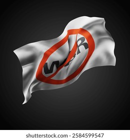 Stop war, vector 3d flag with waves on a black background