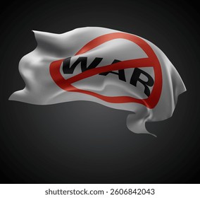 Stop war, vector 3d flag with waves on a black background