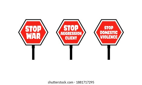 Stop war vector. Stop aggression client. Stop domestic violence