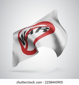 Stop war, vector flag with waves and bends waving in the wind on a white background
