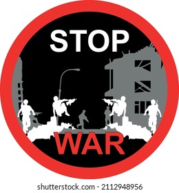 detengan la señal del vector de guerra con los soldados. detener la señal de guerra
