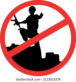 stop war vector sign with soldiers. stop war sign