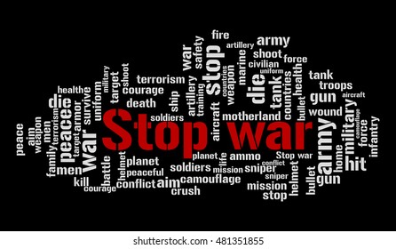 Stop war word cloud. Social concept. Vector illustration.