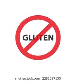 Stop, warning, attention, no gluten sign with inscription