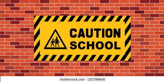 Stop warning Caution children playing signs Kid, back to school bus sign Funny safety first pedestrian icons Kids or child play zone Fun vector traffic, slow down icon Halt beware road allowed area