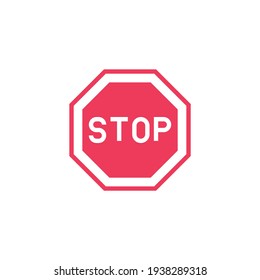 Stop warning road sign flat icon, vector sign, colorful pictogram isolated on white. Symbol, logo illustration. Flat style design