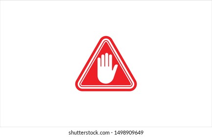 Stop warning sign board with hand palm