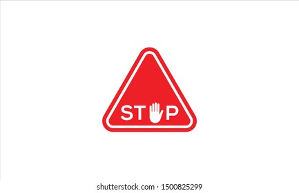 stop warning sign board with hand palm