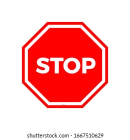 Stop Warning Sign. Isolated Vector Illustration