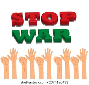 "Stop Wars. Concept: No war, stop military operations, world peace. Grunge Stop War. piece of the world. Vector illustration.