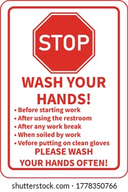 Stop Wash Your Hands Sign 2