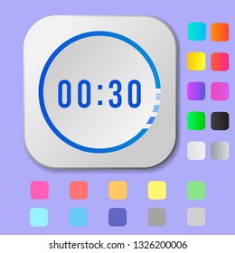 stop watch app logo and icon vector flat design illustration template for mobile app and website or other use with color and gradient choice, timer application sign and symbol 