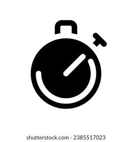 Stop watch black glyph ui icon. Countdown tool. Note time. Sport competition. User interface design. Silhouette symbol on white space. Solid pictogram for web, mobile. Isolated vector illustration