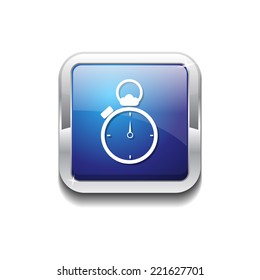 Stop Watch Blue Vector Icon Button