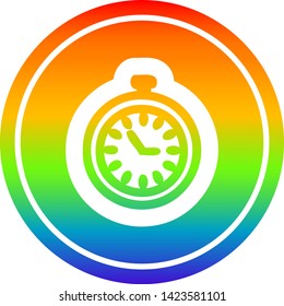 stop watch circular icon with rainbow gradient finish