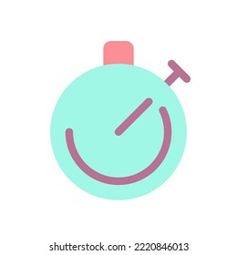 Stop watch flat color ui icon. Countdown tool. Note time. Sport competition. Deadline. Simple filled element for mobile app. Colorful solid pictogram. Vector isolated RGB illustration
