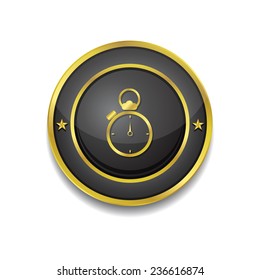 Stop Watch Gold Vector Icon Button