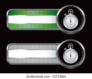 stop watch green and silver checkered tabs