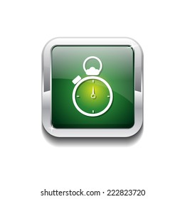 Stop Watch Green Vector Icon Button