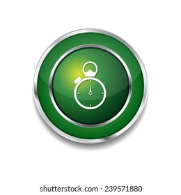 Stop Watch Green Vector Icon Button