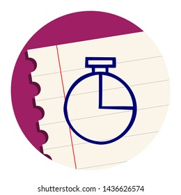Stop Watch. Hand Drawn Icon on a Notebook Sheet