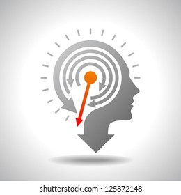 Stop Watch in Human Head - Conceptual Vector