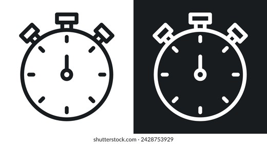 Stop Watch Icon Designed in a Line Style on White Background.