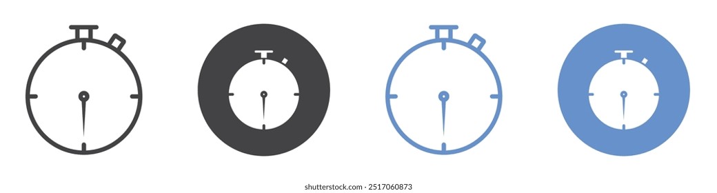Conjunto de símbolos de línea plana de icono de reloj de parada.