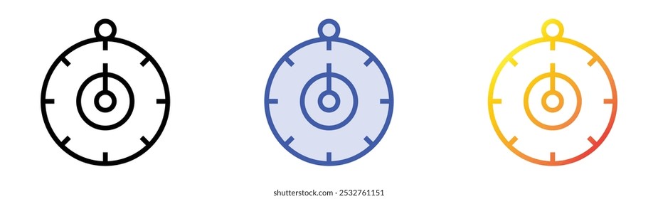 stop watch icon. Linear, Blue Fill and Gradient Style Design Isolated On White Background