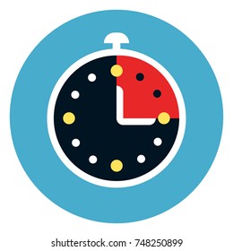 Icono De Detención De Observaciones En La Ilustración De Vectores Planos De Fondo Azul Redondo