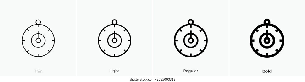 stop watch icon. Thin, Light Regular And Bold style design isolated on white background