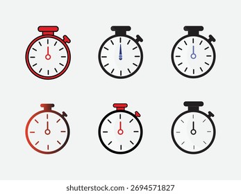  Ilustración vectorial del icono del reloj de parada sobre fondo blanco