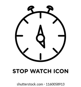 Stop watch icon vector isolated on white background, Stop watch transparent sign , line and outline elements in linear style