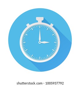 Stop watch icon. Web round blue sign. Vector illustration isolated on white background