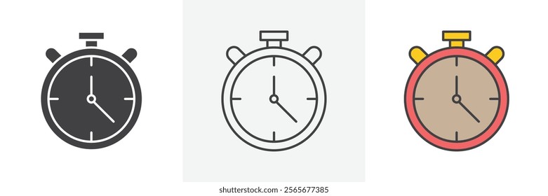 Stop watch icons in black and colored versions