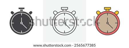 Stop watch icons in black and colored versions
