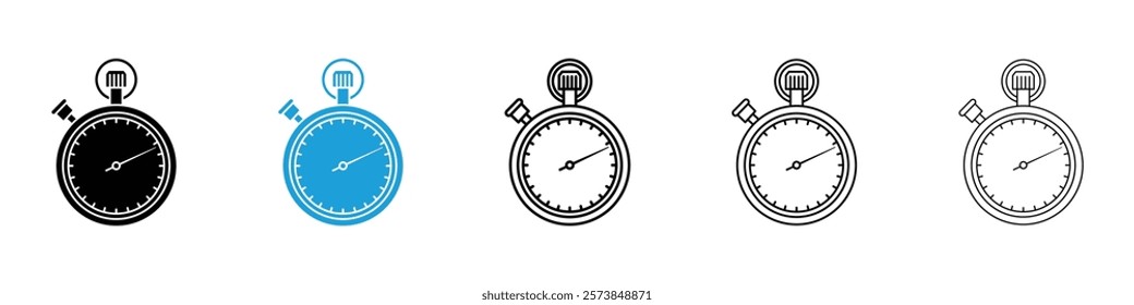 Stop watch icons in filled and 3 stroke weights