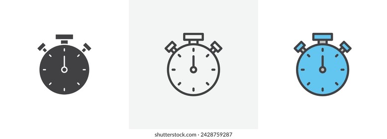 Diseño de estilo de icono de línea aislada de Stop Watch. Ilustración simple del vector