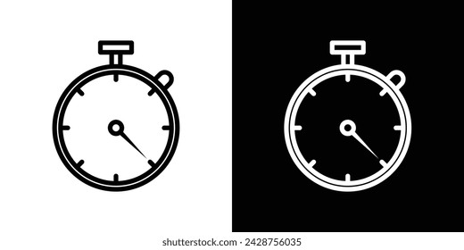 Stop Watch Line Icon on White Background for Web.
