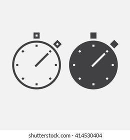 stop watch line icon, outline and solid vector illustration, linear pictogram isolated on gray