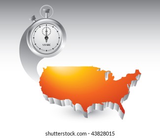 stop watch over orange united states icon