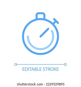 Stop watch pixel perfect color linear ui icon. Countdown tool. Note time. Sport competition. Deadline. GUI, UX design. Outline isolated user interface pictogram. Editable stroke. Arial font used