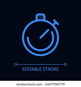 Stop watch pixel perfect glassmorphism ui icon for dark theme. Countdown tool. Color filled line element with transparency. Isolated vector pictogram for night mode. Editable stroke. Arial font used