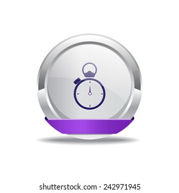 Stop Watch Purple Vector Icon Button