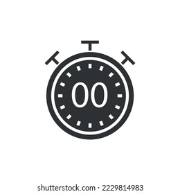 stop watch time vector icon alarm clock showing 00 minute second